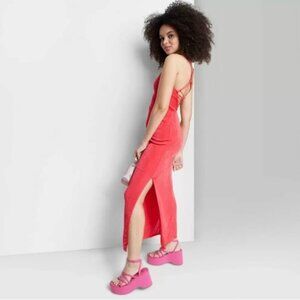 NWT Women's Lace-Up Back Maxi BodyconDress - Wild Fable™ Red
